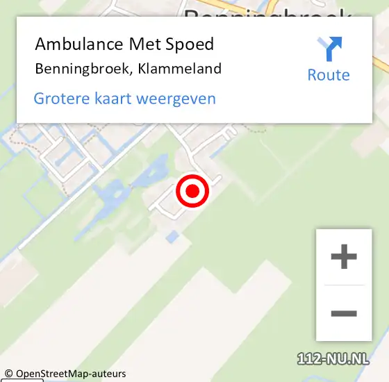 Locatie op kaart van de 112 melding: Ambulance Met Spoed Naar Benningbroek, Klammeland op 20 augustus 2016 08:48