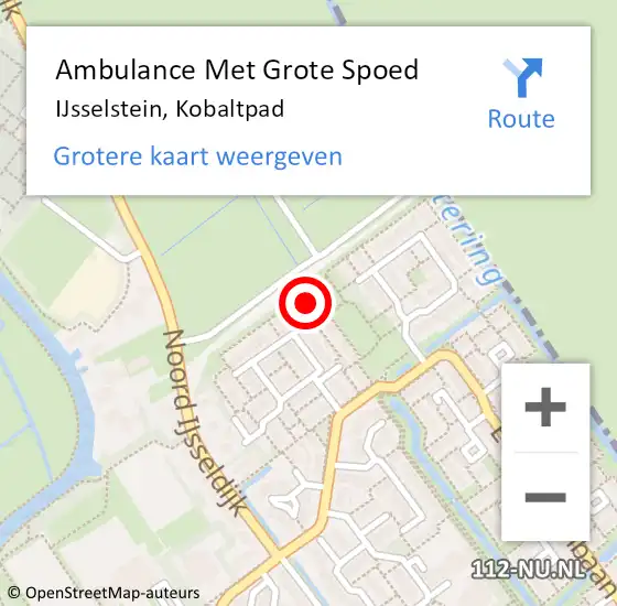 Locatie op kaart van de 112 melding: Ambulance Met Grote Spoed Naar IJsselstein, Kobaltpad op 20 augustus 2016 08:58