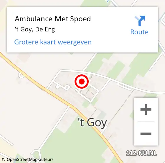 Locatie op kaart van de 112 melding: Ambulance Met Spoed Naar 't Goy, De Eng op 20 augustus 2016 09:36