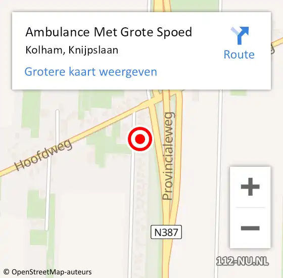Locatie op kaart van de 112 melding: Ambulance Met Grote Spoed Naar Kolham, Knijpslaan op 20 augustus 2016 09:38
