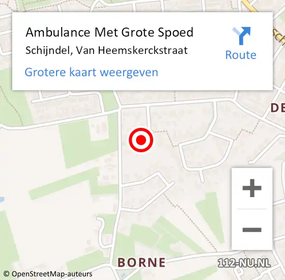 Locatie op kaart van de 112 melding: Ambulance Met Grote Spoed Naar Schijndel, Van Heemskerckstraat op 20 augustus 2016 10:00