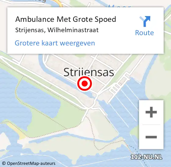 Locatie op kaart van de 112 melding: Ambulance Met Grote Spoed Naar Strijensas, Wilhelminastraat op 20 augustus 2016 10:04