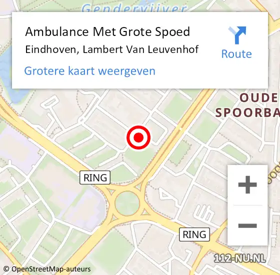 Locatie op kaart van de 112 melding: Ambulance Met Grote Spoed Naar Eindhoven, Lambert Van Leuvenhof op 20 augustus 2016 10:12