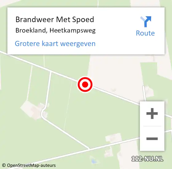 Locatie op kaart van de 112 melding: Brandweer Met Spoed Naar Broekland, Heetkampsweg op 20 augustus 2016 10:33