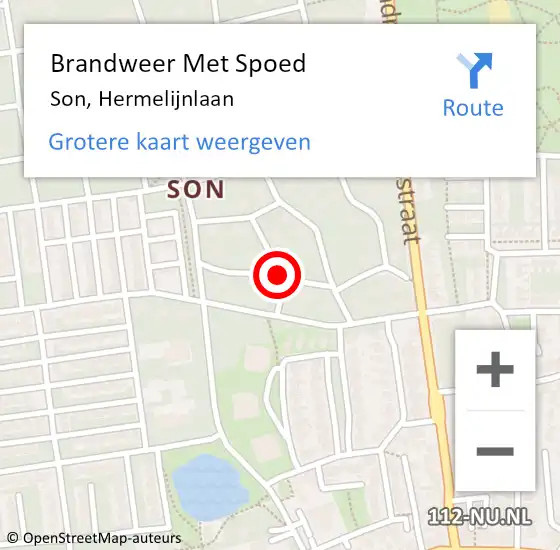 Locatie op kaart van de 112 melding: Brandweer Met Spoed Naar Son, Hermelijnlaan op 24 december 2013 13:29