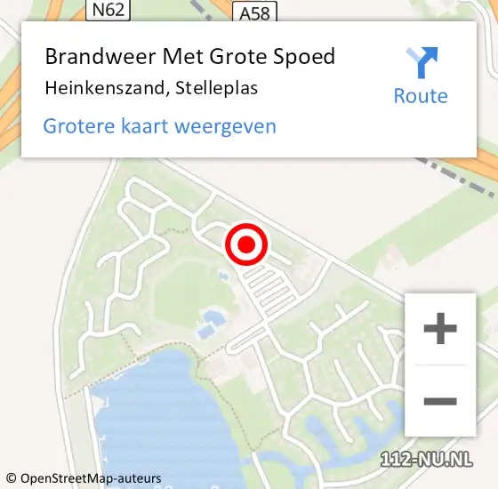 Locatie op kaart van de 112 melding: Brandweer Met Grote Spoed Naar Heinkenszand, Stelleplas op 20 augustus 2016 10:53