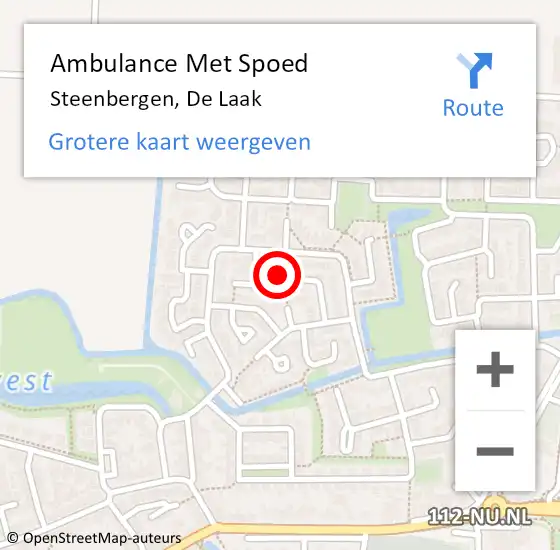 Locatie op kaart van de 112 melding: Ambulance Met Spoed Naar Steenbergen, De Laak op 20 augustus 2016 10:58