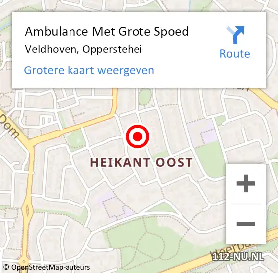 Locatie op kaart van de 112 melding: Ambulance Met Grote Spoed Naar Veldhoven, Opperstehei op 20 augustus 2016 10:58