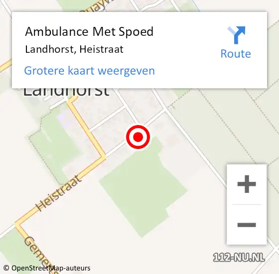 Locatie op kaart van de 112 melding: Ambulance Met Spoed Naar Landhorst, Heistraat op 20 augustus 2016 11:14