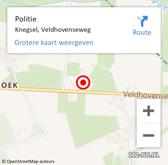 Locatie op kaart van de 112 melding: Politie Knegsel, Veldhovenseweg op 20 augustus 2016 11:15