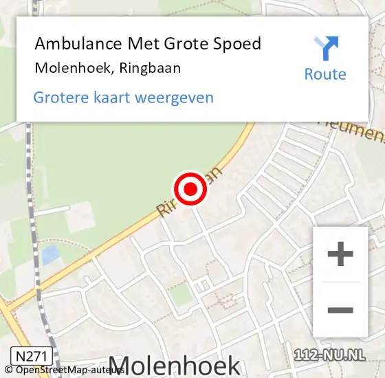 Locatie op kaart van de 112 melding: Ambulance Met Grote Spoed Naar Molenhoek, Ringbaan op 20 augustus 2016 11:39