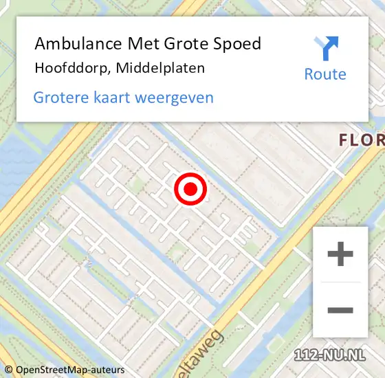 Locatie op kaart van de 112 melding: Ambulance Met Grote Spoed Naar Hoofddorp, Middelplaten op 20 augustus 2016 11:55