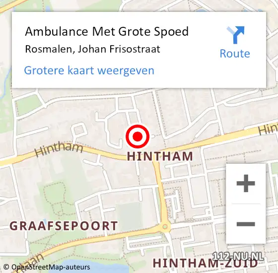 Locatie op kaart van de 112 melding: Ambulance Met Grote Spoed Naar Rosmalen, Johan Frisostraat op 20 augustus 2016 12:08