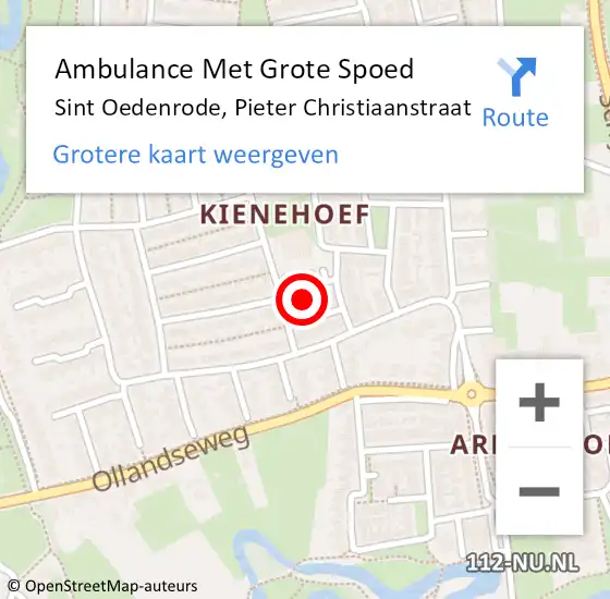 Locatie op kaart van de 112 melding: Ambulance Met Grote Spoed Naar Sint Oedenrode, Pieter Christiaanstraat op 20 augustus 2016 12:11