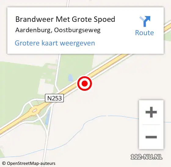 Locatie op kaart van de 112 melding: Brandweer Met Grote Spoed Naar Aardenburg, Oostburgseweg op 20 augustus 2016 12:11