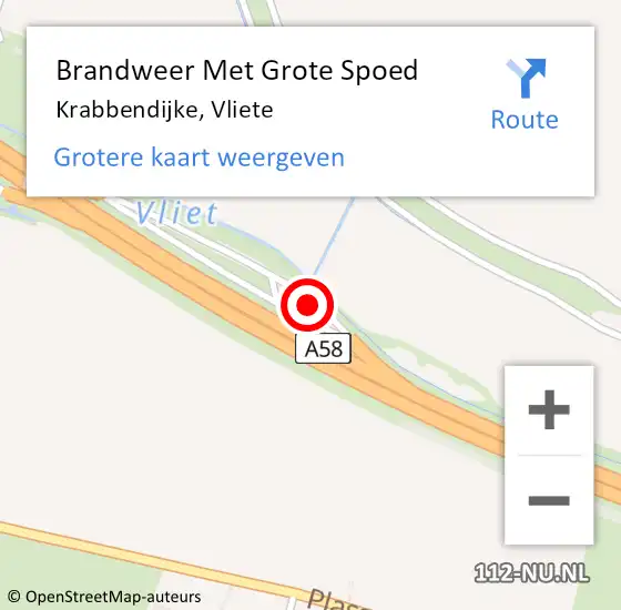 Locatie op kaart van de 112 melding: Brandweer Met Grote Spoed Naar Krabbendijke, Vliete op 20 augustus 2016 12:33