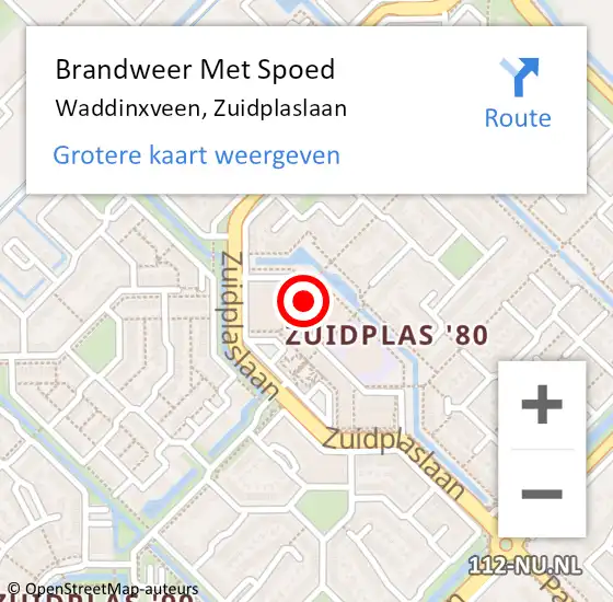 Locatie op kaart van de 112 melding: Brandweer Met Spoed Naar Waddinxveen, Zuidplaslaan op 24 december 2013 13:34