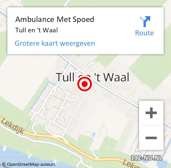 Locatie op kaart van de 112 melding: Ambulance Met Spoed Naar Tull en 't Waal op 20 augustus 2016 12:56