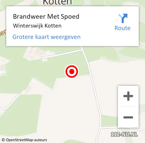 Locatie op kaart van de 112 melding: Brandweer Met Spoed Naar Winterswijk Kotten op 20 augustus 2016 14:25