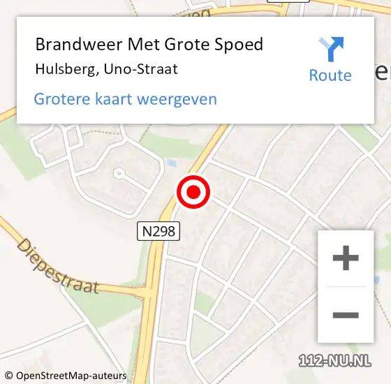 Locatie op kaart van de 112 melding: Brandweer Met Grote Spoed Naar Hulsberg, Uno-Straat op 20 augustus 2016 15:10