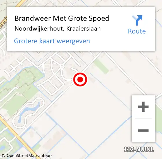 Locatie op kaart van de 112 melding: Brandweer Met Grote Spoed Naar Noordwijkerhout, Kraaierslaan op 20 augustus 2016 15:35