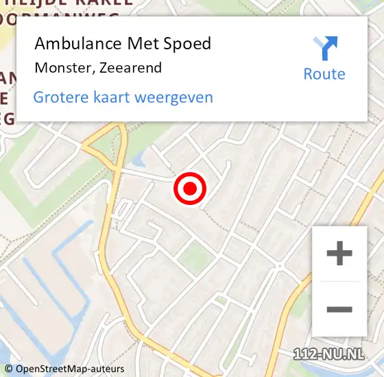 Locatie op kaart van de 112 melding: Ambulance Met Spoed Naar Monster, Zeearend op 20 augustus 2016 16:02