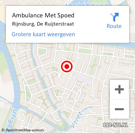 Locatie op kaart van de 112 melding: Ambulance Met Spoed Naar Rijnsburg, De Ruijterstraat op 20 augustus 2016 16:35