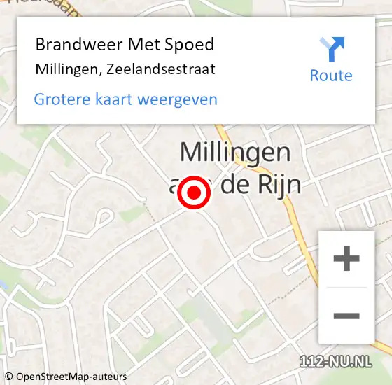Locatie op kaart van de 112 melding: Brandweer Met Spoed Naar Millingen, Zeelandsestraat op 20 augustus 2016 16:47