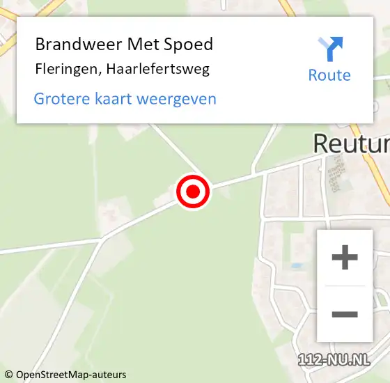 Locatie op kaart van de 112 melding: Brandweer Met Spoed Naar Fleringen, Haarlefertsweg op 20 augustus 2016 16:55