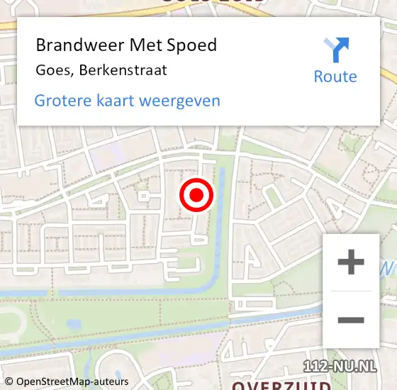 Locatie op kaart van de 112 melding: Brandweer Met Spoed Naar Goes, Berkenstraat op 20 augustus 2016 17:06