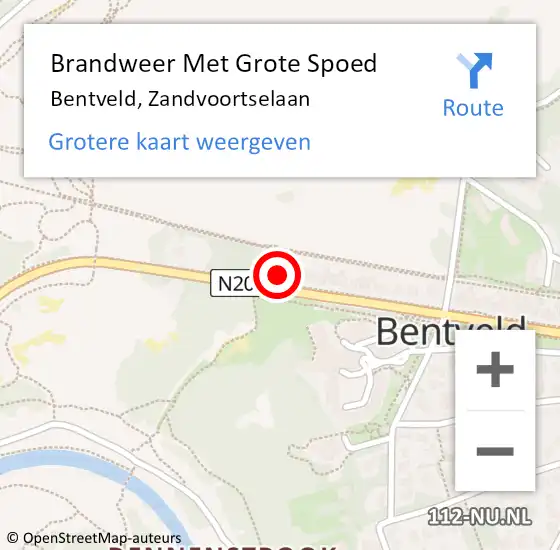 Locatie op kaart van de 112 melding: Brandweer Met Grote Spoed Naar Bentveld, Zandvoortselaan op 20 augustus 2016 17:26