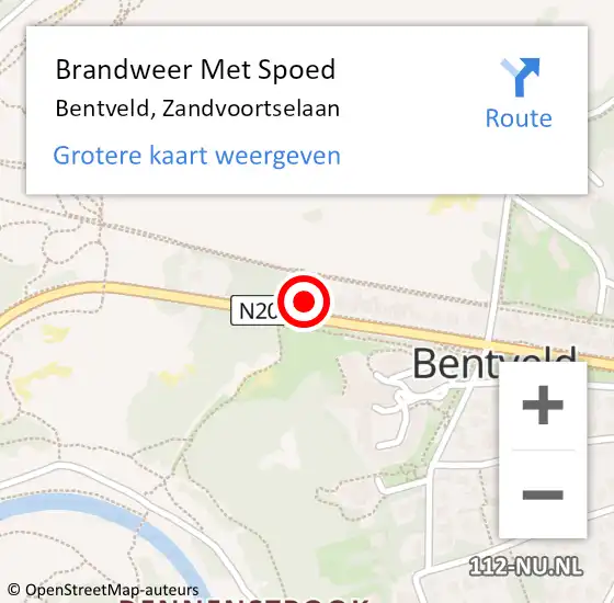 Locatie op kaart van de 112 melding: Brandweer Met Spoed Naar Bentveld, Zandvoortselaan op 20 augustus 2016 17:31