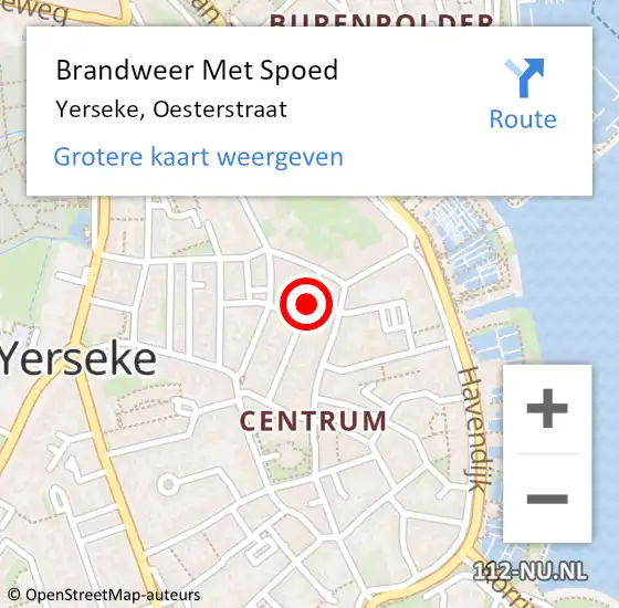 Locatie op kaart van de 112 melding: Brandweer Met Spoed Naar Yerseke, Oesterstraat op 20 augustus 2016 17:40