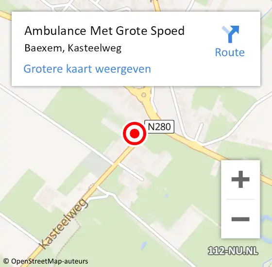 Locatie op kaart van de 112 melding: Ambulance Met Grote Spoed Naar Baexem, Kasteelweg op 20 augustus 2016 19:46