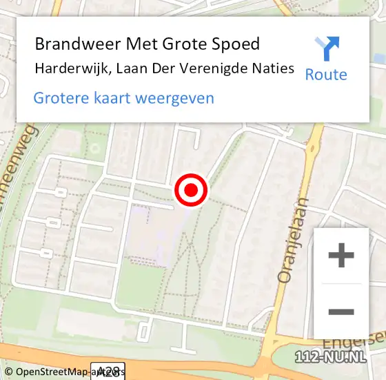 Locatie op kaart van de 112 melding: Brandweer Met Grote Spoed Naar Harderwijk, Laan Der Verenigde Naties op 17 september 2013 08:30