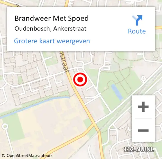 Locatie op kaart van de 112 melding: Brandweer Met Spoed Naar Oudenbosch, Ankerstraat op 20 augustus 2016 21:24