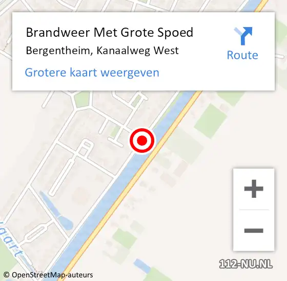 Locatie op kaart van de 112 melding: Brandweer Met Grote Spoed Naar Bergentheim, Kanaalweg West op 20 augustus 2016 21:39