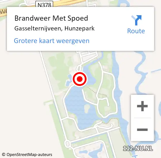 Locatie op kaart van de 112 melding: Brandweer Met Spoed Naar Gasselternijveen, Hunzepark op 20 augustus 2016 21:40