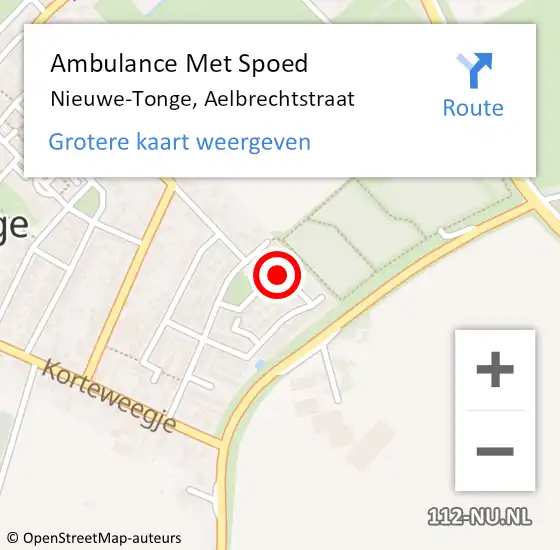 Locatie op kaart van de 112 melding: Ambulance Met Spoed Naar Nieuwe-Tonge, Aelbrechtstraat op 20 augustus 2016 21:55