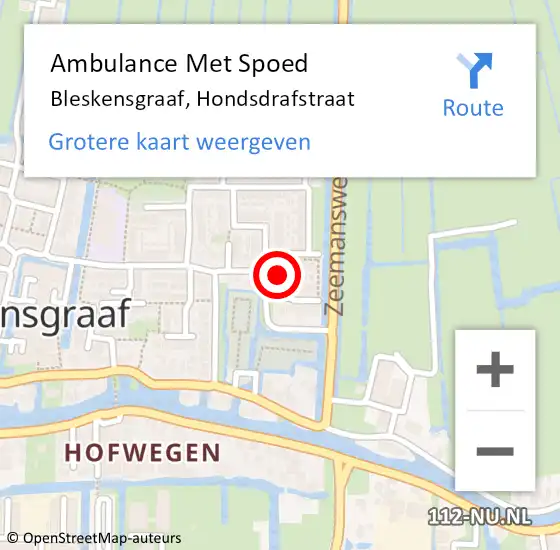 Locatie op kaart van de 112 melding: Ambulance Met Spoed Naar Bleskensgraaf, Hondsdrafstraat op 20 augustus 2016 22:10