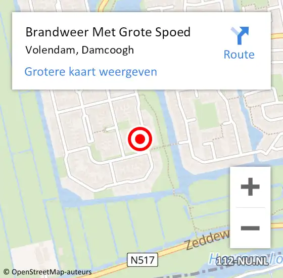 Locatie op kaart van de 112 melding: Brandweer Met Grote Spoed Naar Volendam, Damcoogh op 20 augustus 2016 22:20