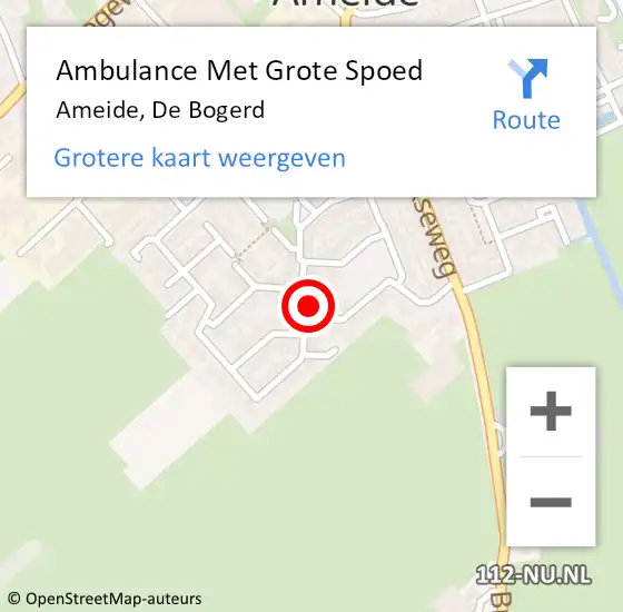 Locatie op kaart van de 112 melding: Ambulance Met Grote Spoed Naar Ameide, De Bogerd op 21 augustus 2016 00:17