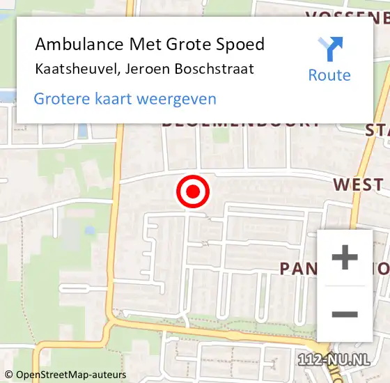 Locatie op kaart van de 112 melding: Ambulance Met Grote Spoed Naar Kaatsheuvel, Jeroen Boschstraat op 21 augustus 2016 00:58