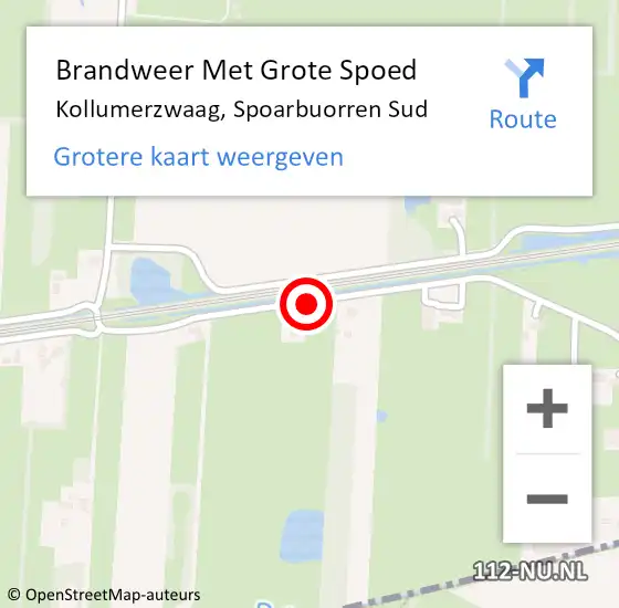 Locatie op kaart van de 112 melding: Brandweer Met Grote Spoed Naar Kollumerzwaag, Spoarbuorren Sud op 21 augustus 2016 02:03