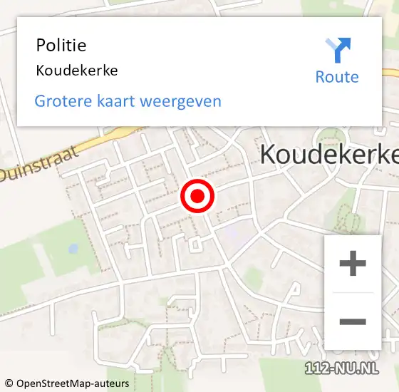 Locatie op kaart van de 112 melding: Politie Koudekerke op 21 augustus 2016 02:28