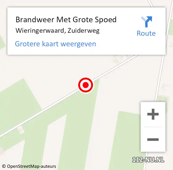 Locatie op kaart van de 112 melding: Brandweer Met Grote Spoed Naar Wieringerwaard, Zuiderweg op 21 augustus 2016 02:50