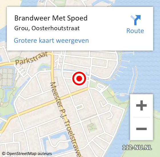 Locatie op kaart van de 112 melding: Brandweer Met Spoed Naar Grou, Oosterhoutstraat op 21 augustus 2016 03:57