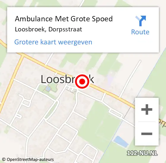 Locatie op kaart van de 112 melding: Ambulance Met Grote Spoed Naar Loosbroek, Dorpsstraat op 21 augustus 2016 04:18