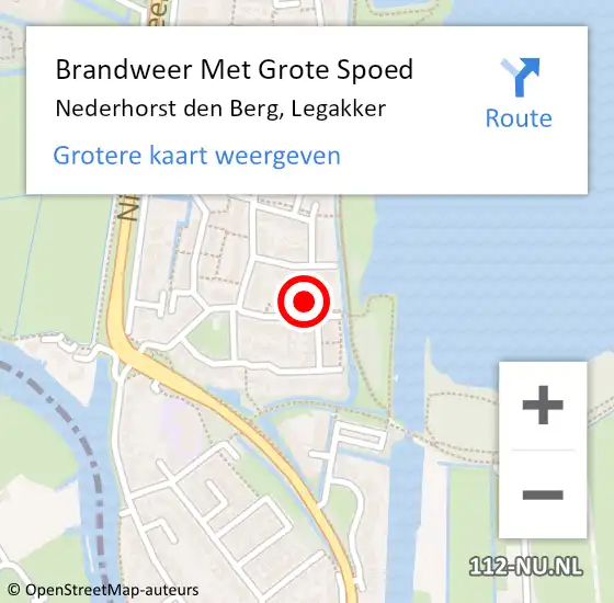 Locatie op kaart van de 112 melding: Brandweer Met Grote Spoed Naar Nederhorst den Berg, Legakker op 21 augustus 2016 05:37