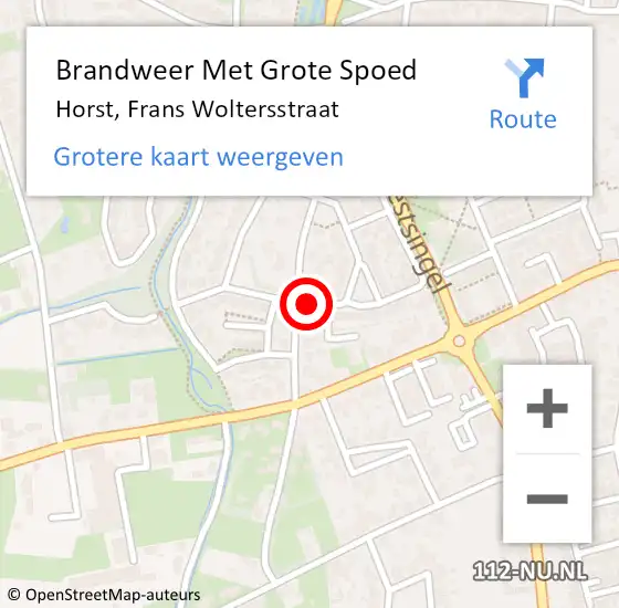 Locatie op kaart van de 112 melding: Brandweer Met Grote Spoed Naar Horst, Frans Woltersstraat op 21 augustus 2016 06:42